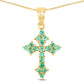 14K Yellow Gold Plated 1.05 Carat Genuine Zambian Emerald .925 Sterling Silver Pendant