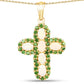 14K Yellow Gold Plate 3.11 Carat Genuine Ethiopian Opal & Chrome Diopside .925 Silver Pendant