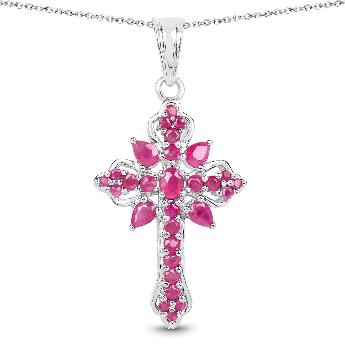 1.85 Carat Genuine Ruby Sterling Silver Pendant