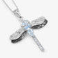 1.86 Carat Genuine Aquamarine and White Zircon .925 Sterling Silver Pendant