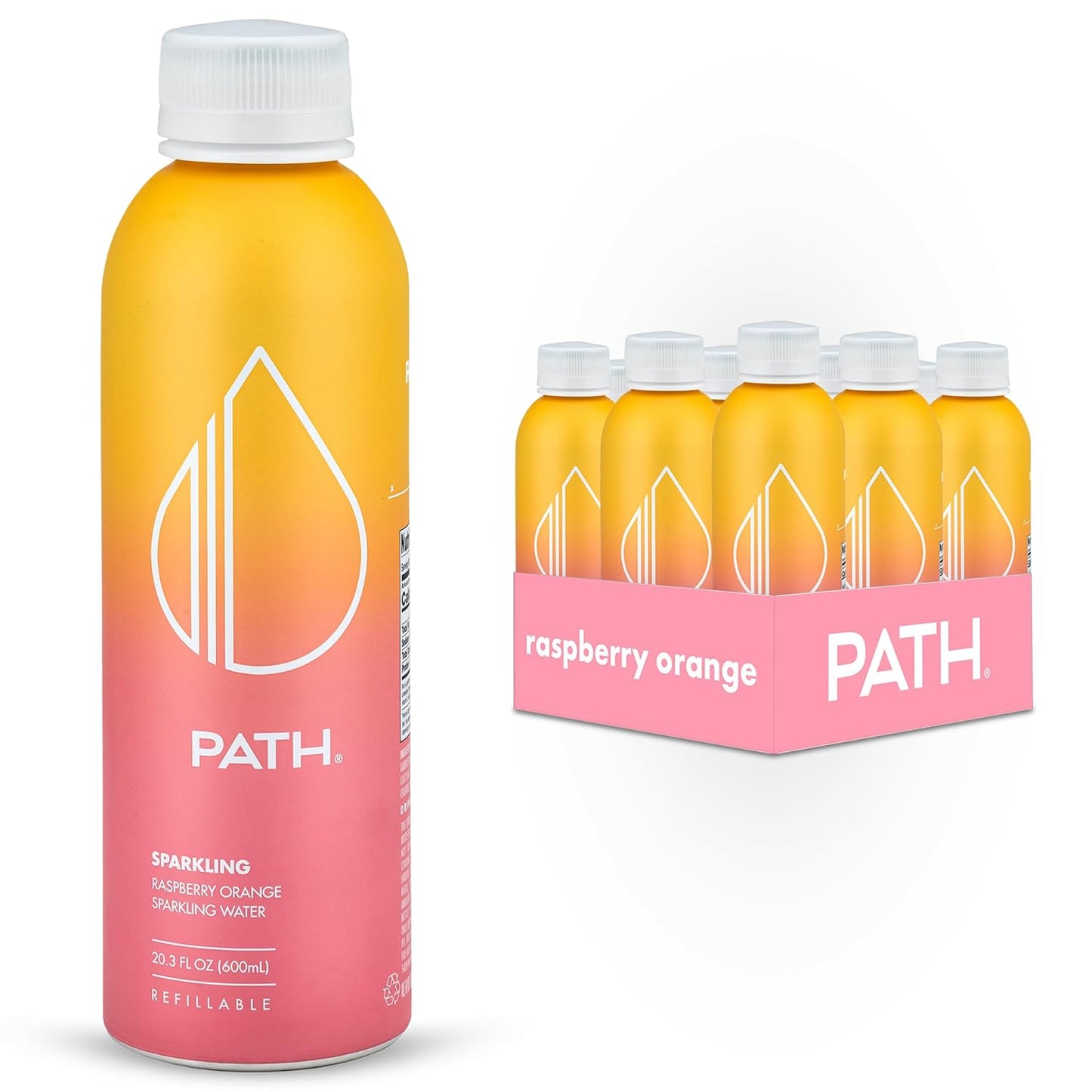 Pathwater - Sparkling Water Orange Raspberry, Pack Of 12-20.3 Fl Oz