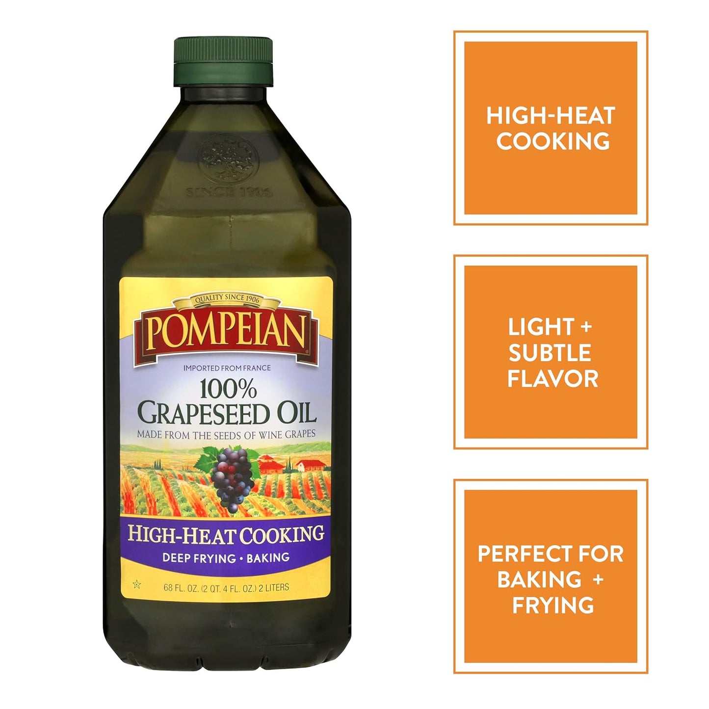 Pompeian 100% Grapeseed Oil (Pack of 6 - 24 Fl. Oz.)