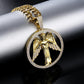 Round Shape Iced Angel Wing Pendant with14K Gold Plated by Bling Proud | Urban Jewelry Online Store