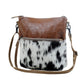 Myra Frontier Trail Embossed Leather Crossbody Bag Western Hairon Purse with Adjustable Leather Strap