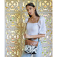 Myra Frontier Trail Embossed Leather Crossbody Bag Western Hairon Purse with Adjustable Leather Strap