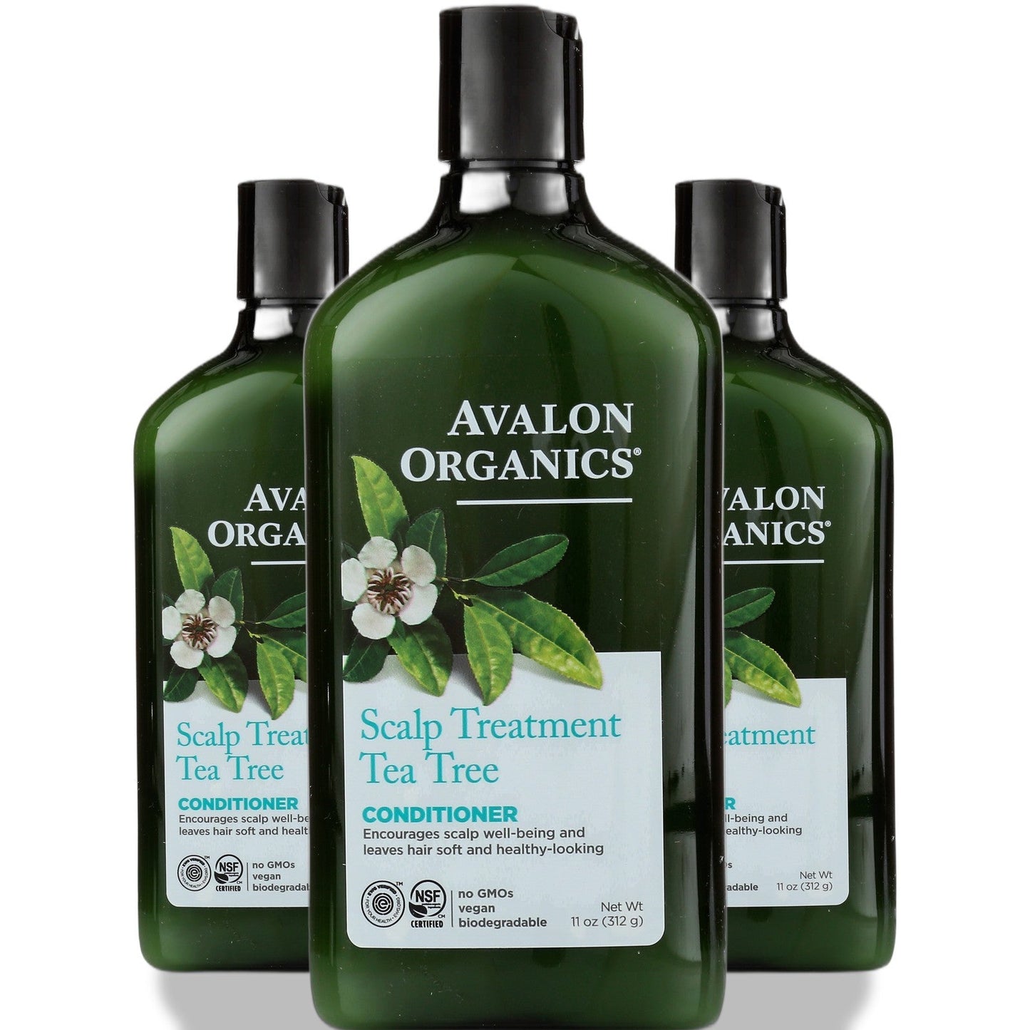 Avalon Organics Scalp Treatment Tea Tree Conditioner, 11 fl oz, Pack of 3