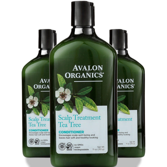 Avalon Organics Scalp Treatment Tea Tree Conditioner, 11 fl oz, Pack of 3