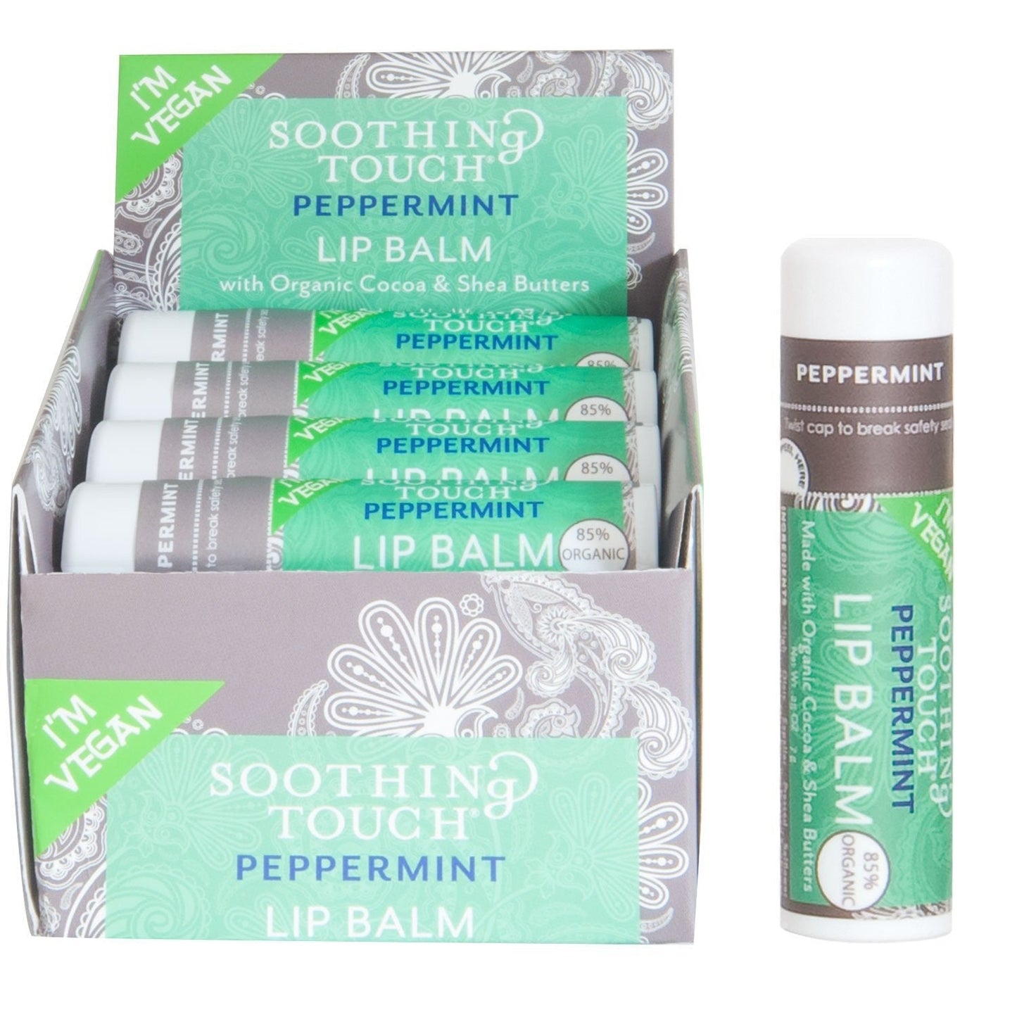 Soothing Touch Organic Peppermint Lip Balm, 0.25 oz (Case of 12)