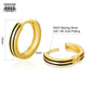 S925 Silver Black Stripe Hoop Earrings in 14K Gold - 15mm by Bling Proud | Urban Jewelry Online Store