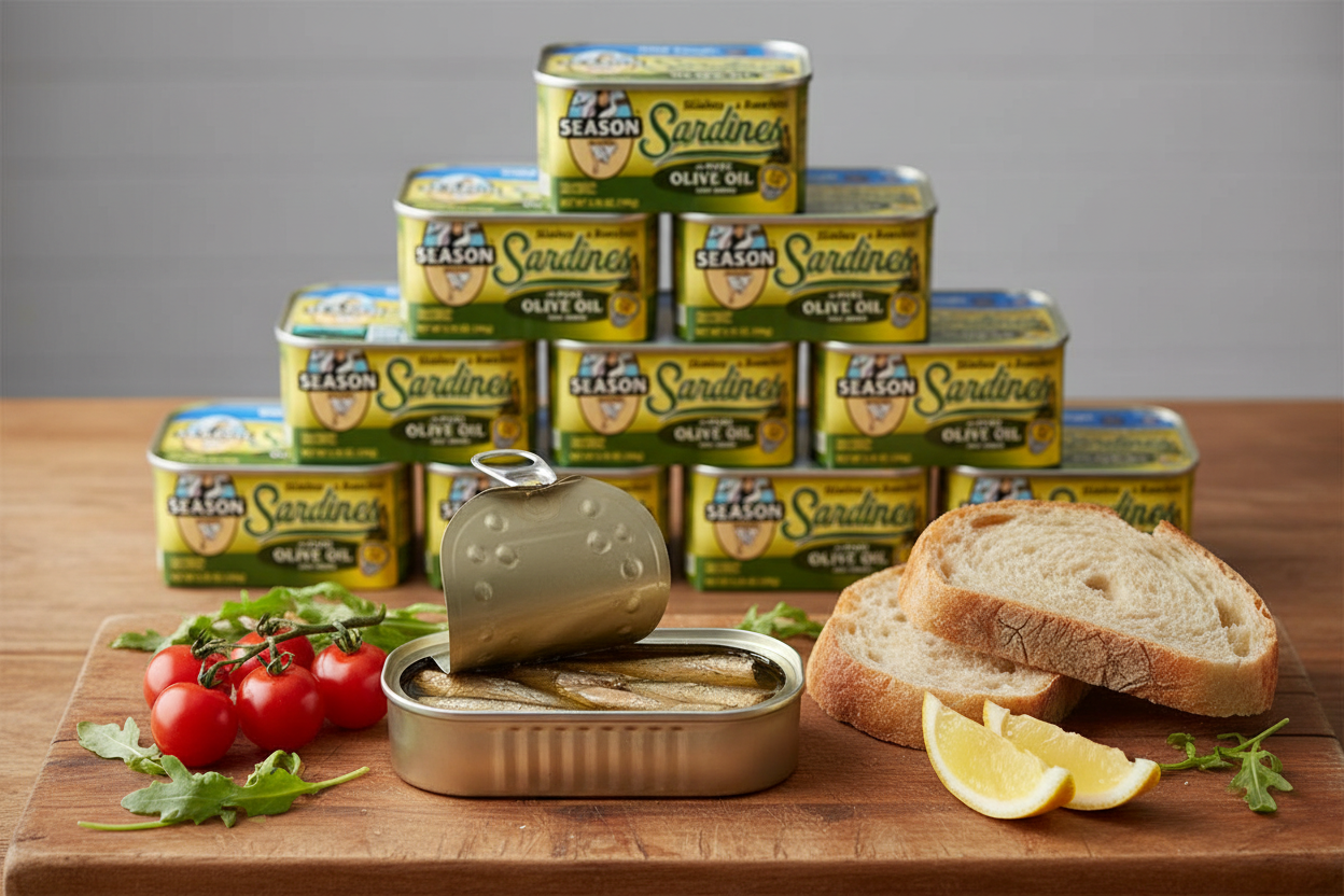 Season Brand Skinless & Boneless Sardines in Pure Olive Oil, 3.75 oz., Case of 12