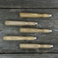 Set of 5 Ash Wood Handles for Chisels and Gouges with Aluminum Rings