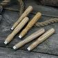 Set of 5 Ash Wood Handles for Chisels and Gouges with Aluminum Rings