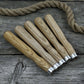 Set of 5 Ash Wood Handles for Chisels and Gouges with Aluminum Rings