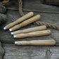 Set of 5 Ash Wood Handles for Chisels and Gouges with Aluminum Rings