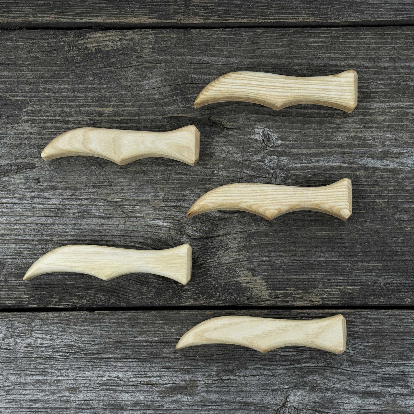 Set of 5 Ash Wood Knife Handles