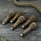 Set of 5 Ash Wood Replacement Handles with Aluminum Rings