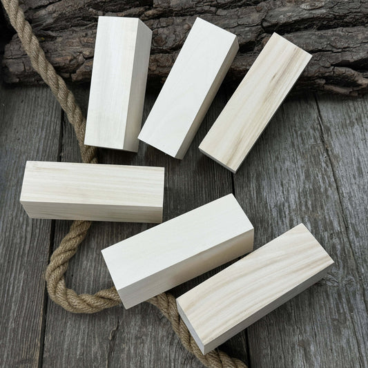 Set of 6 Large Linden Wood Carving Blanks