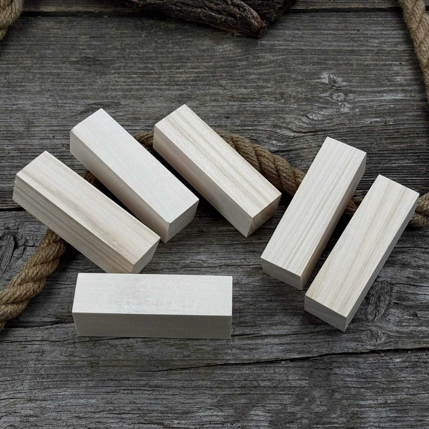 Set of 6 Medium Rectangular Linden Wood Carving Blanks