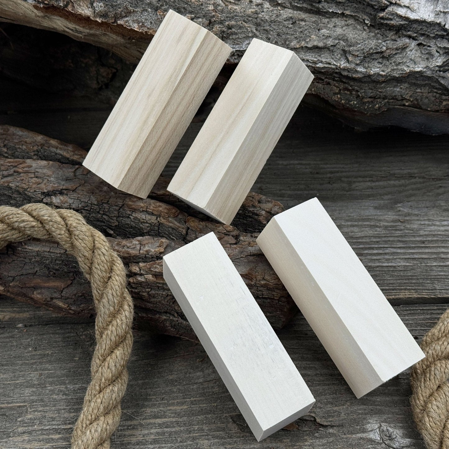 Set of 6 Medium Rectangular Linden Wood Carving Blanks