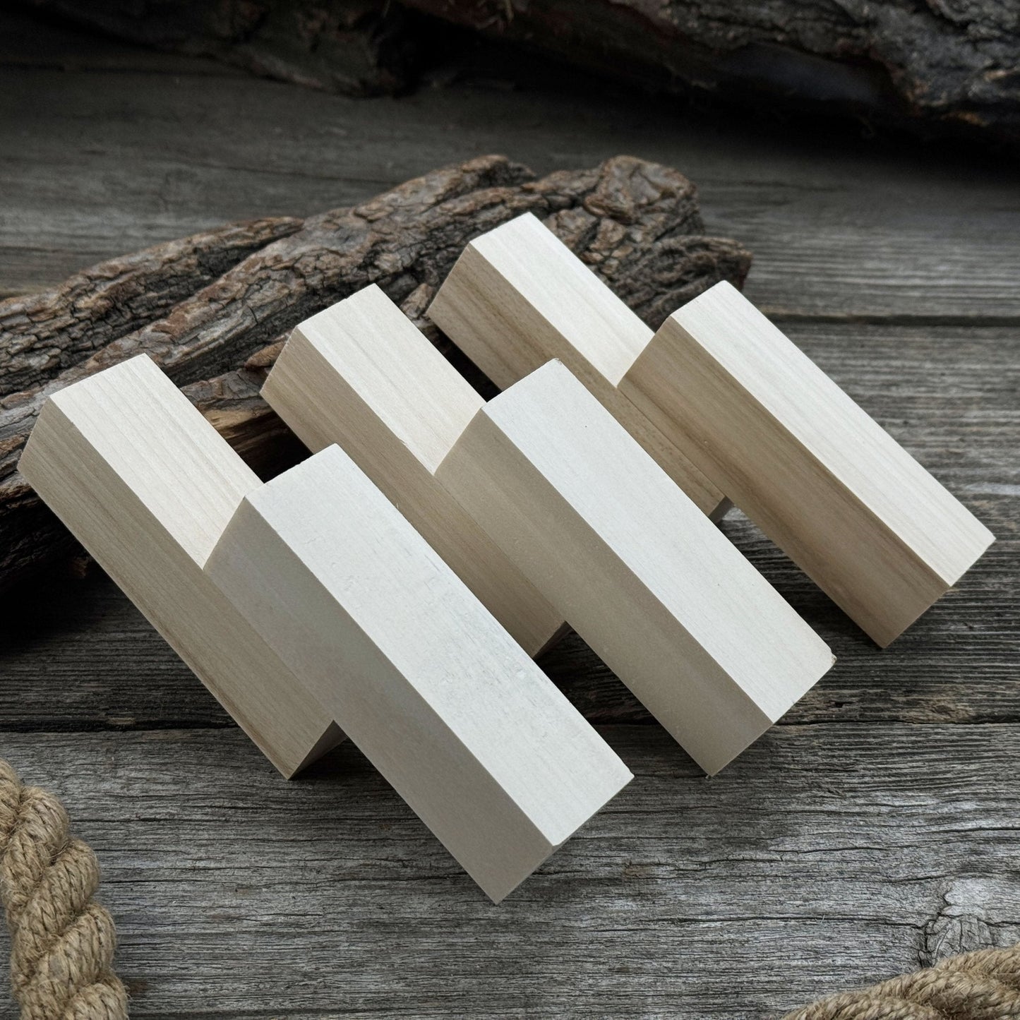 Set of 6 Medium Rectangular Linden Wood Carving Blanks