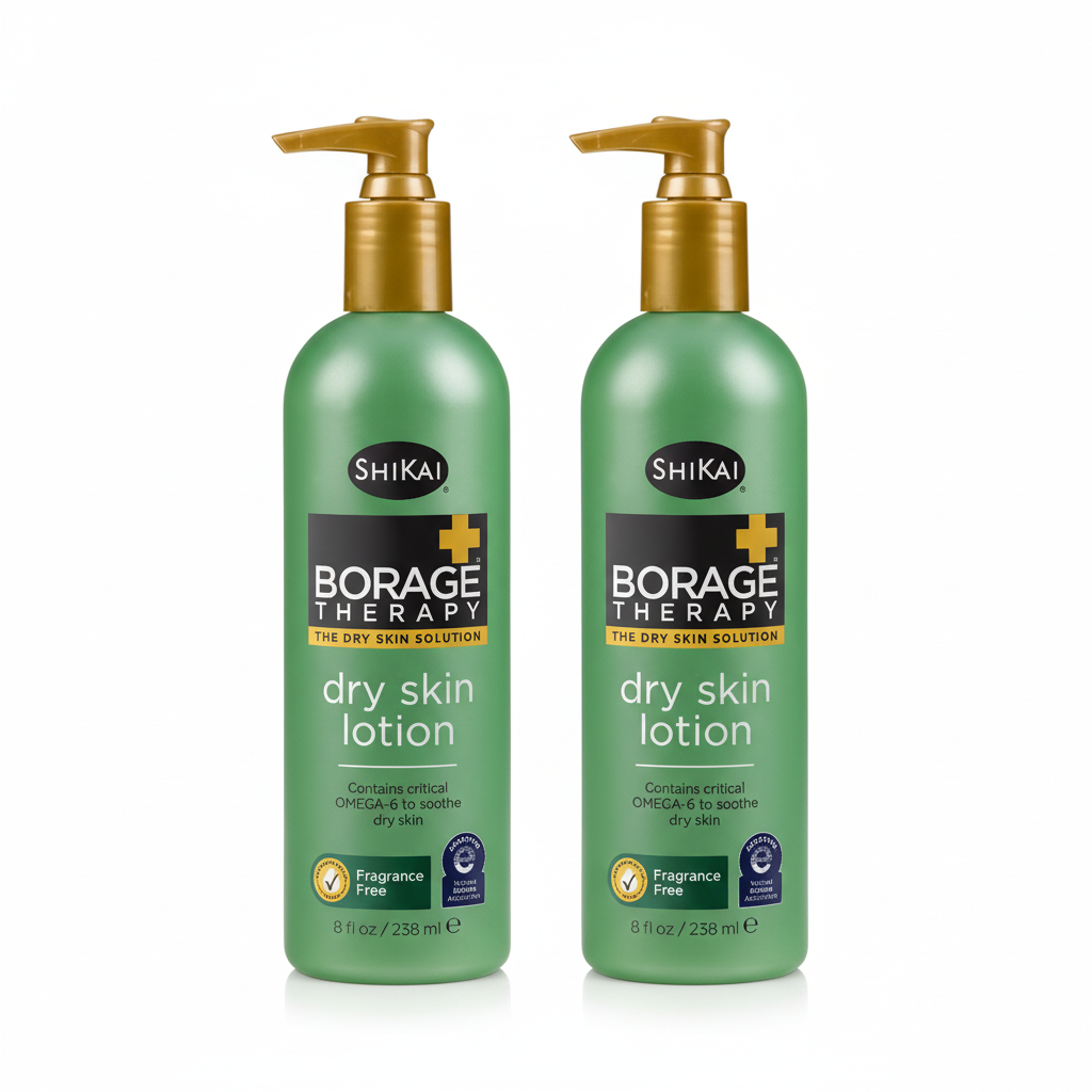 Shikai Borage Therapy Dry Skin Lotion, Unscented, 8 fl oz, Pack of 2