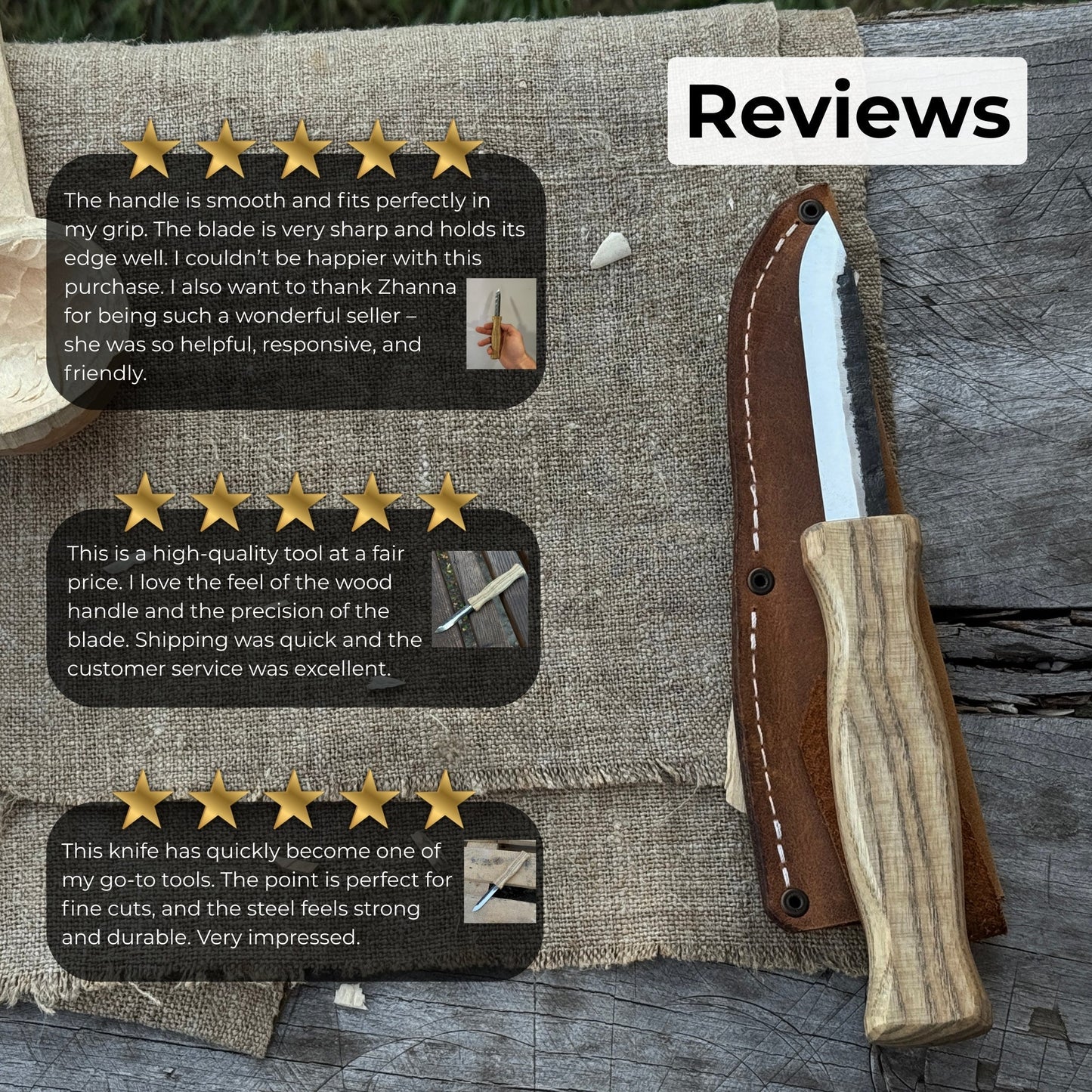Sloyd Knife with Leather Sheath, 8 cm (3.15 inches)