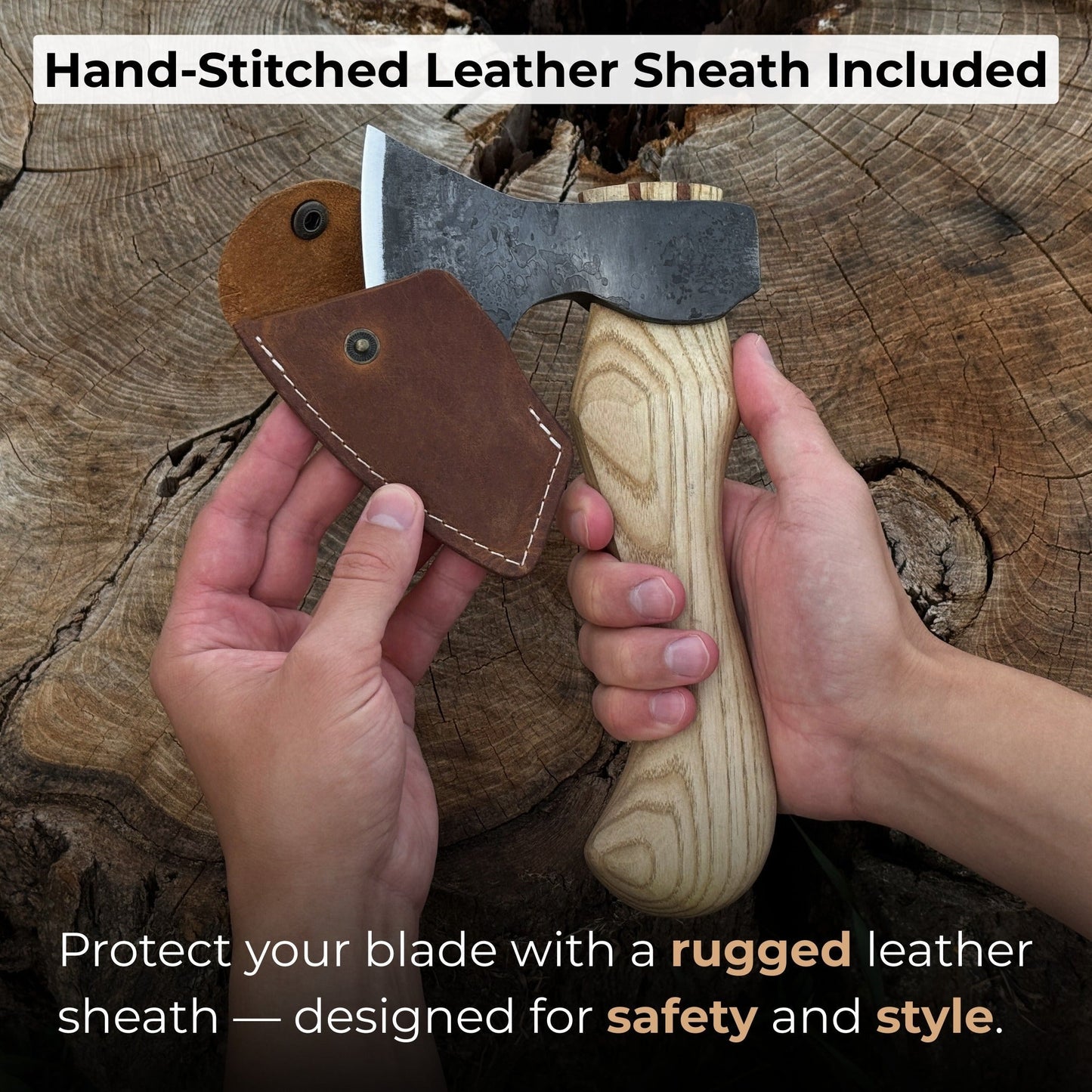 Small Carving Axe with Leather Sheath, 0.47 kg (1 lb)