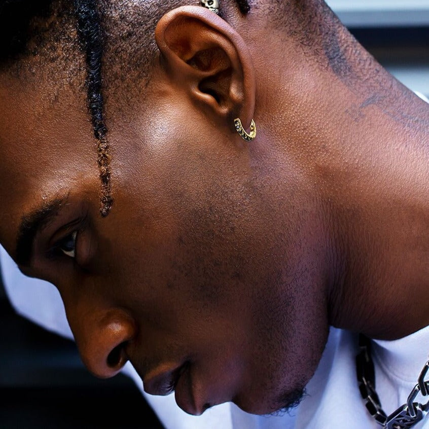The Magic Circle® - 925 Sterling Silver Black Diamond Men's Hoop Earrings by Bling Proud | Urban Jewelry Online Store