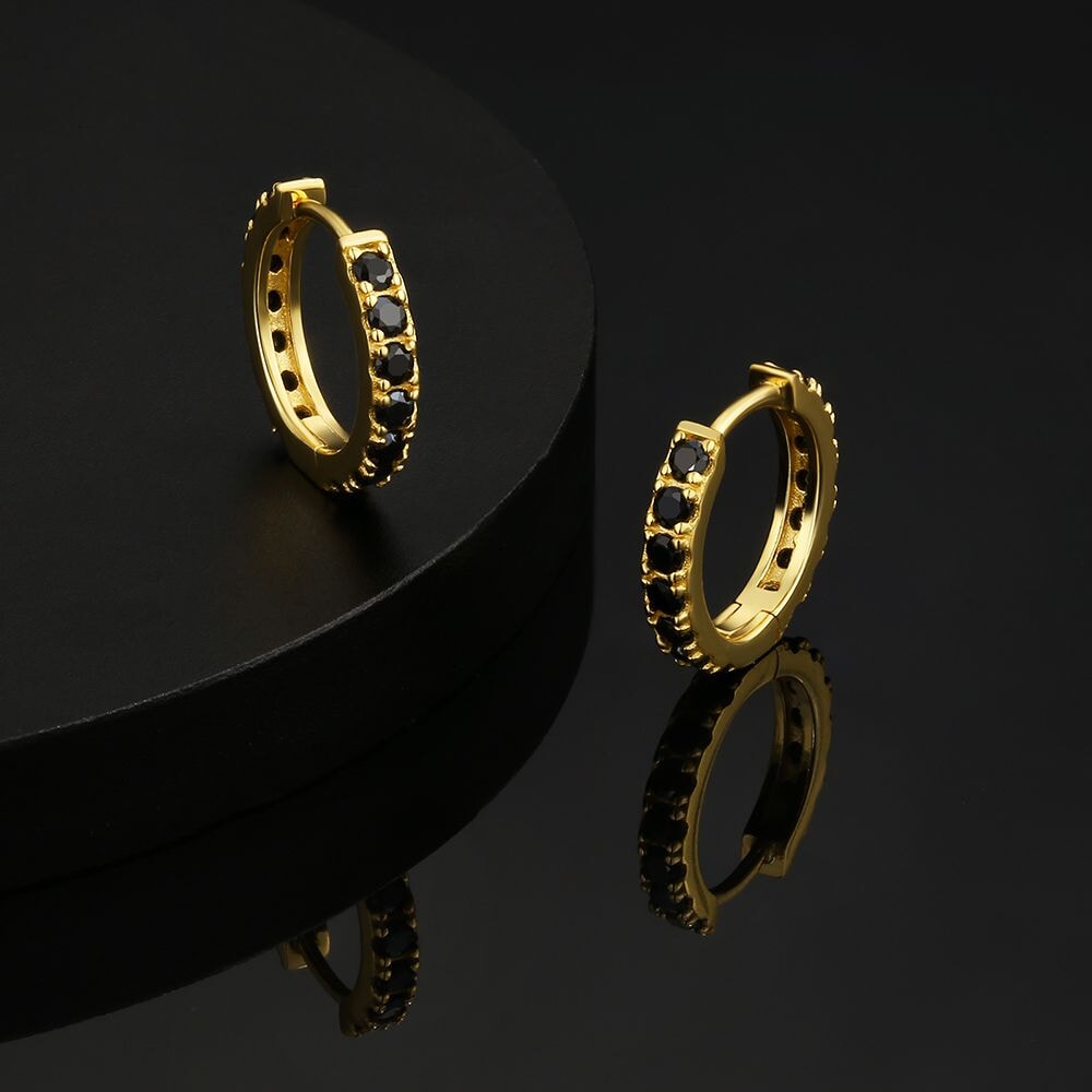 The Magic Circle® - 925 Sterling Silver Black Diamond Men's Hoop Earrings by Bling Proud | Urban Jewelry Online Store