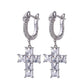 The Serpent ® - Diamond Snake Hoop Hanging Cross Earrings in White Gold by Bling Proud | Urban Jewelry Online Store