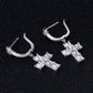 The Serpent ® - Diamond Snake Hoop Hanging Cross Earrings in White Gold by Bling Proud | Urban Jewelry Online Store