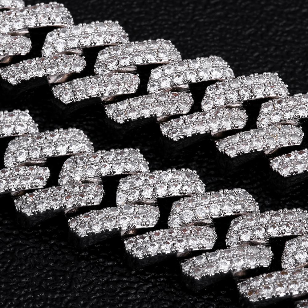 The Shining Moment® - 10mm Iced Out Diamond Prong Link Cuban Choker in White Gold by Bling Proud | Urban Jewelry Online Store