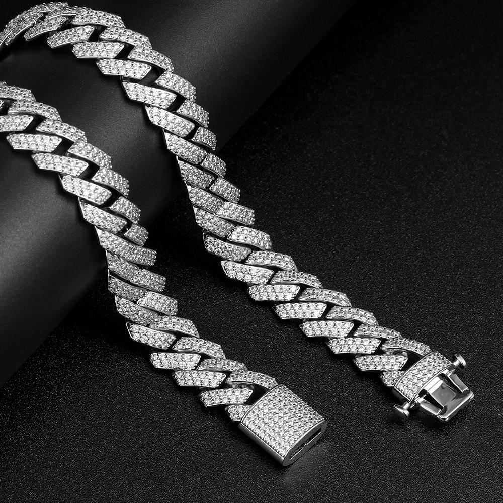 The Shining Moment® - 10mm Iced Out Diamond Prong Link Cuban Choker in White Gold by Bling Proud | Urban Jewelry Online Store
