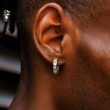The Sparkling Circle® - 925 Sterling Silver Hexagon Diamond Hoop Earrings in White Gold by Bling Proud | Urban Jewelry Online Store