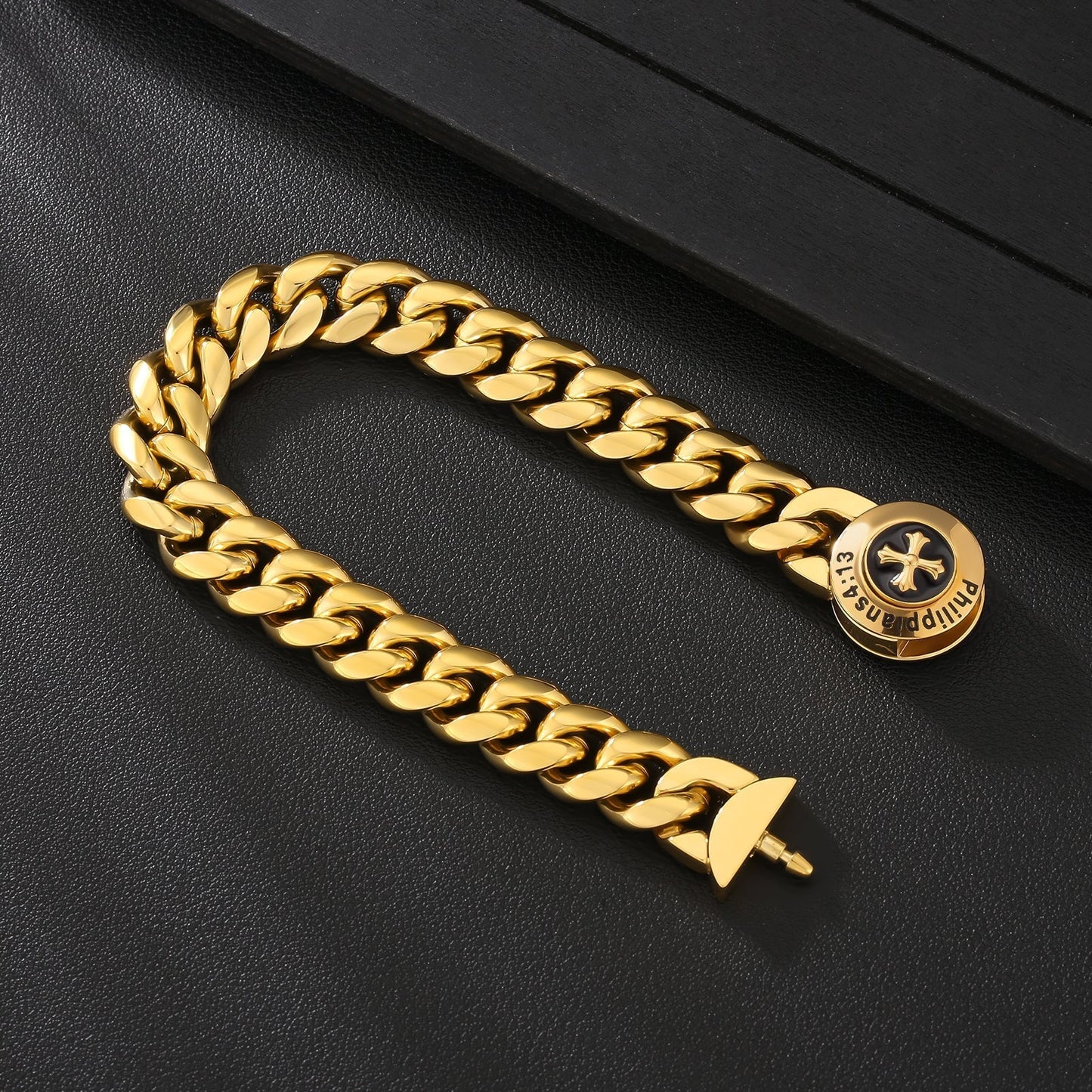 The Strength - 12mm Cuban Link Bracelet in 18K Gold Plated by Bling Proud | Urban Jewelry Online Store