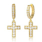 The Valor® - 925 Sterling Silver Diamond Hoop Earrings with Diamond Hanging Cross by Bling Proud | Urban Jewelry Online Store