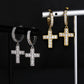 The Valor® - 925 Sterling Silver Diamond Hoop Earrings with Diamond Hanging Cross by Bling Proud | Urban Jewelry Online Store