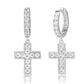 The Valor® - 925 Sterling Silver Diamond Hoop Earrings with Diamond Hanging Cross by Bling Proud | Urban Jewelry Online Store