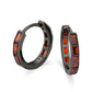 The Zeal® - 925 Sterling Silver Black & Red Ruby Diamond Men's Hoop Earrings by Bling Proud | Urban Jewelry Online Store
