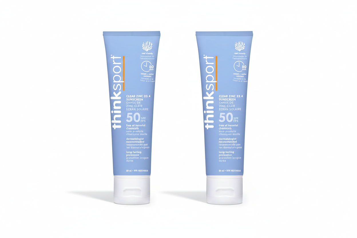 Thinksport Sunscreen, SPF 50+, Mineral Formula, 3 Fl Oz, Pack of 2.